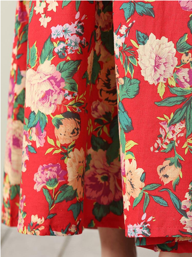 Women Gracila Women Vintage Floral Print Dresses Loose - Dress (500x500), Png Download