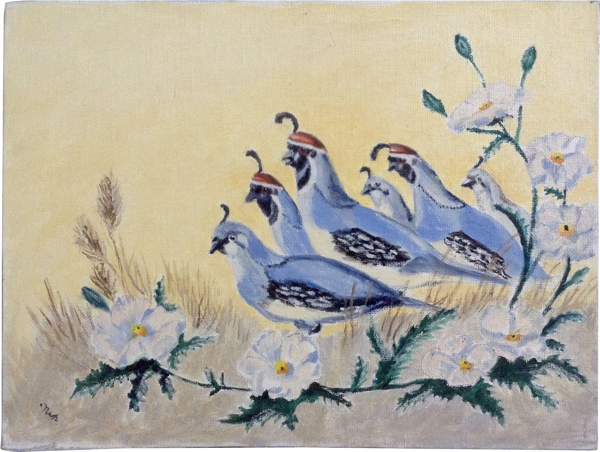 Dot Nix, Covey Of Quail June Wanderers Oil Painting - Bluebird (1954x1954), Png Download
