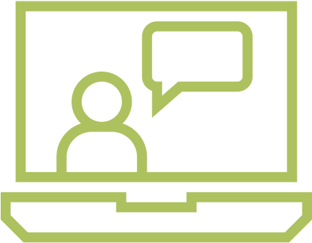 Illustration Of A Laptop Showing A Person With A Speech - Strategy (452x452), Png Download