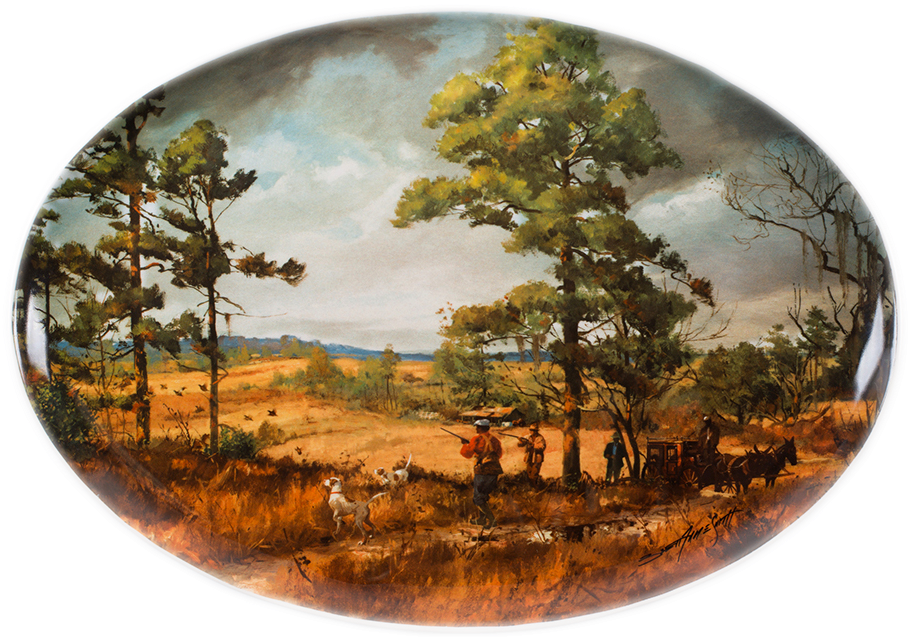 Brett Smith Sporting Art Quail Country Platter (996x682), Png Download