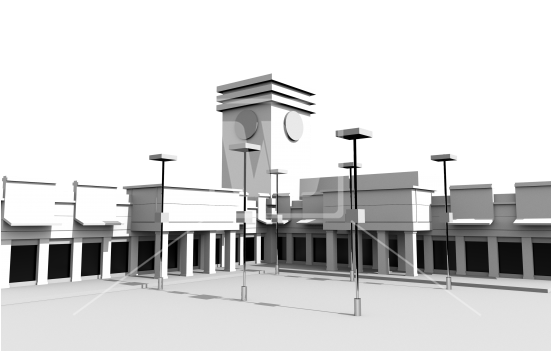 3d Plaza Model - Model (550x366), Png Download