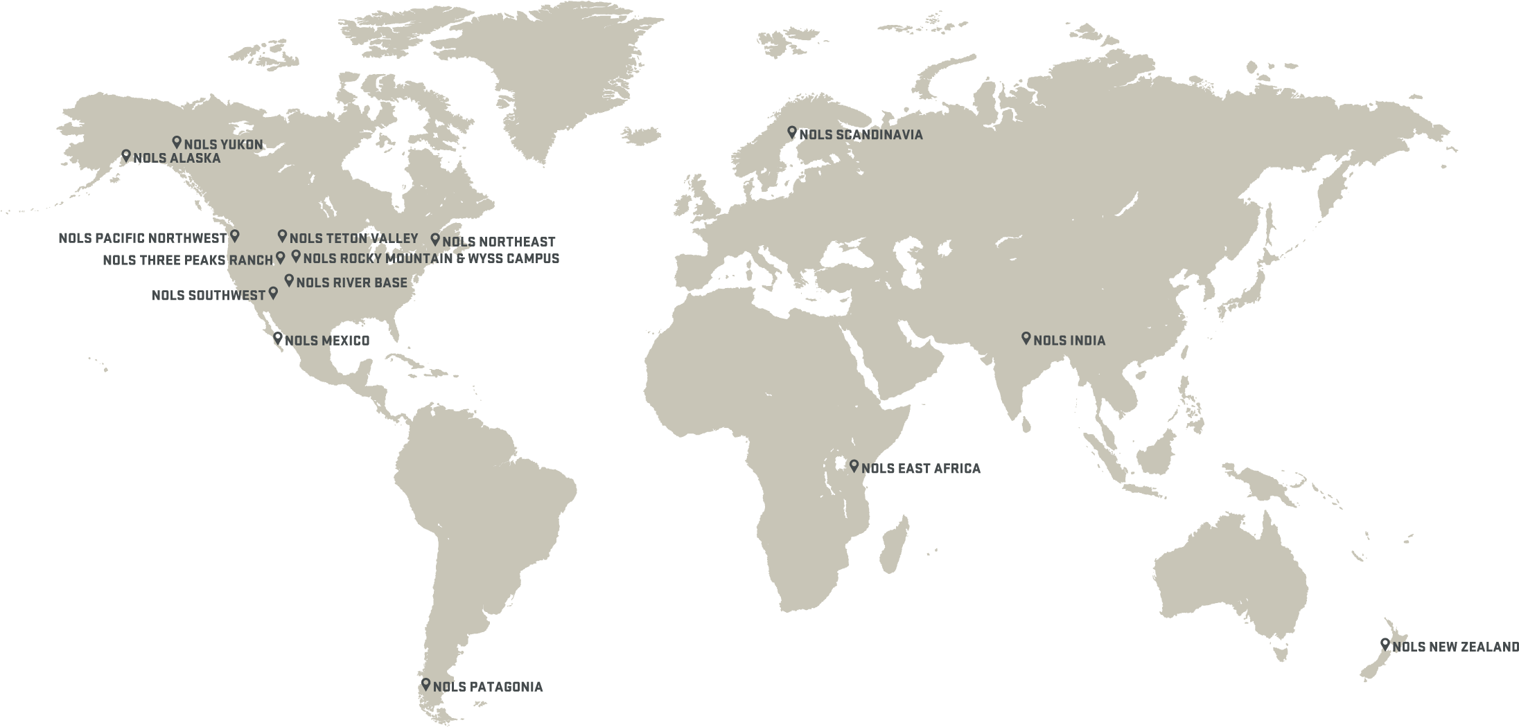 Locations World Map Final Nobg - World Map Gray And White (2262x1209), Png Download