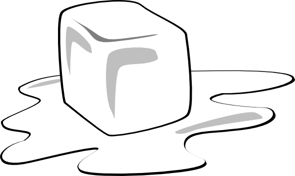 Ice Cube Clip Art - Ice Cube Melting Black And White (600x357), Png Download