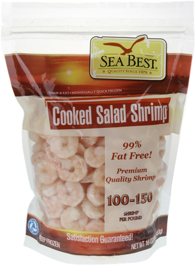 Seabest Cooked Salad Shrimp 100-150 Count - Sea Best Shrimp, Cooked - 10 Oz (441x600), Png Download