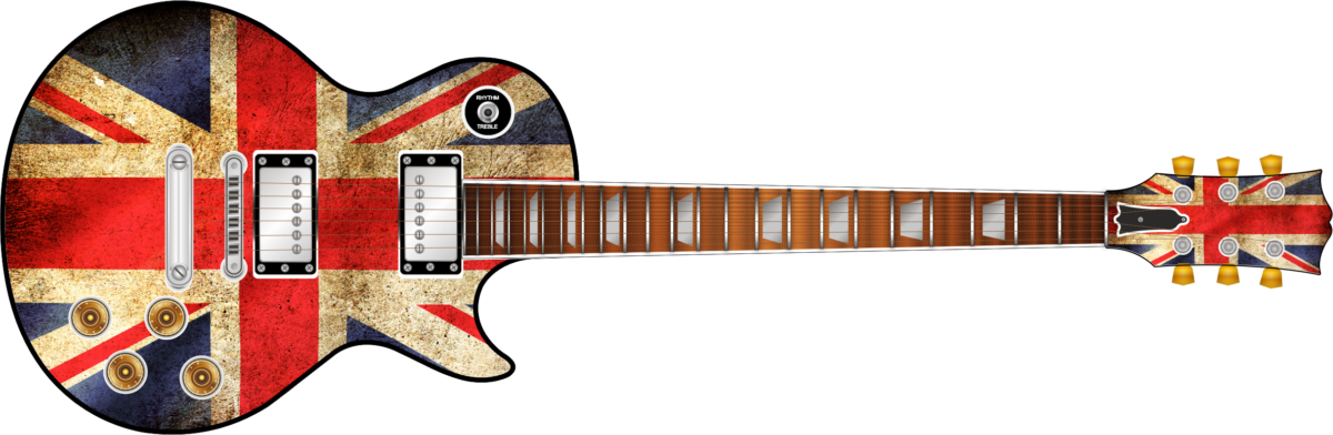 Union Jack Flag Guitar Wrap Skin - Union Jack Bass Guitar (1200x392), Png Download