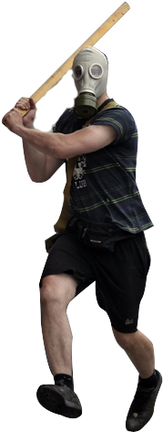 That's Gas Mask Goliath, The Hero That Gotham Deserves - Man With Baseball Bat Png (273x526), Png Download