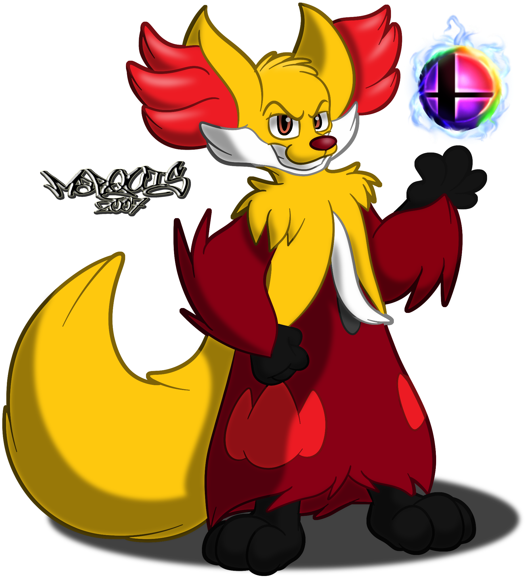 Delphox Blaze Into Battle - Delphox (1825x2008), Png Download