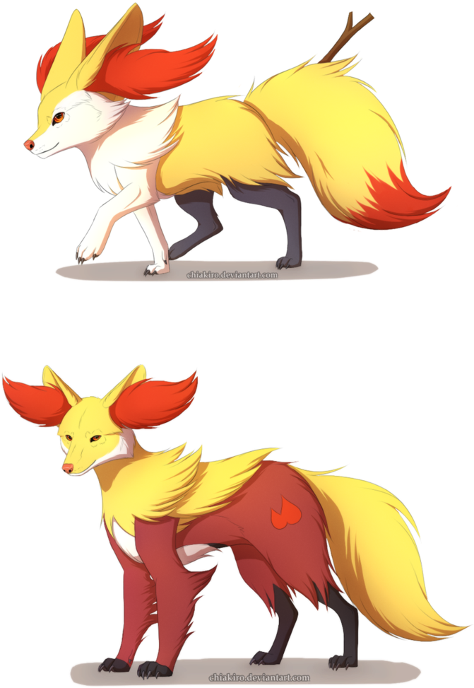 Braixen And Delphox , - Delphox On All Fours (743x1076), Png Download