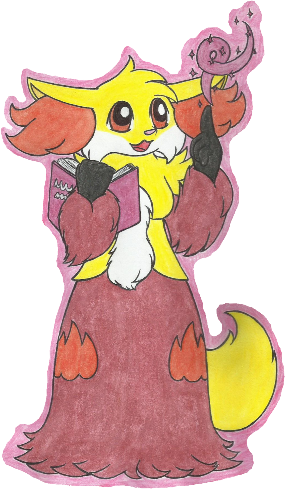Delphox Use Fancy Magic - Cartoon (1024x1664), Png Download