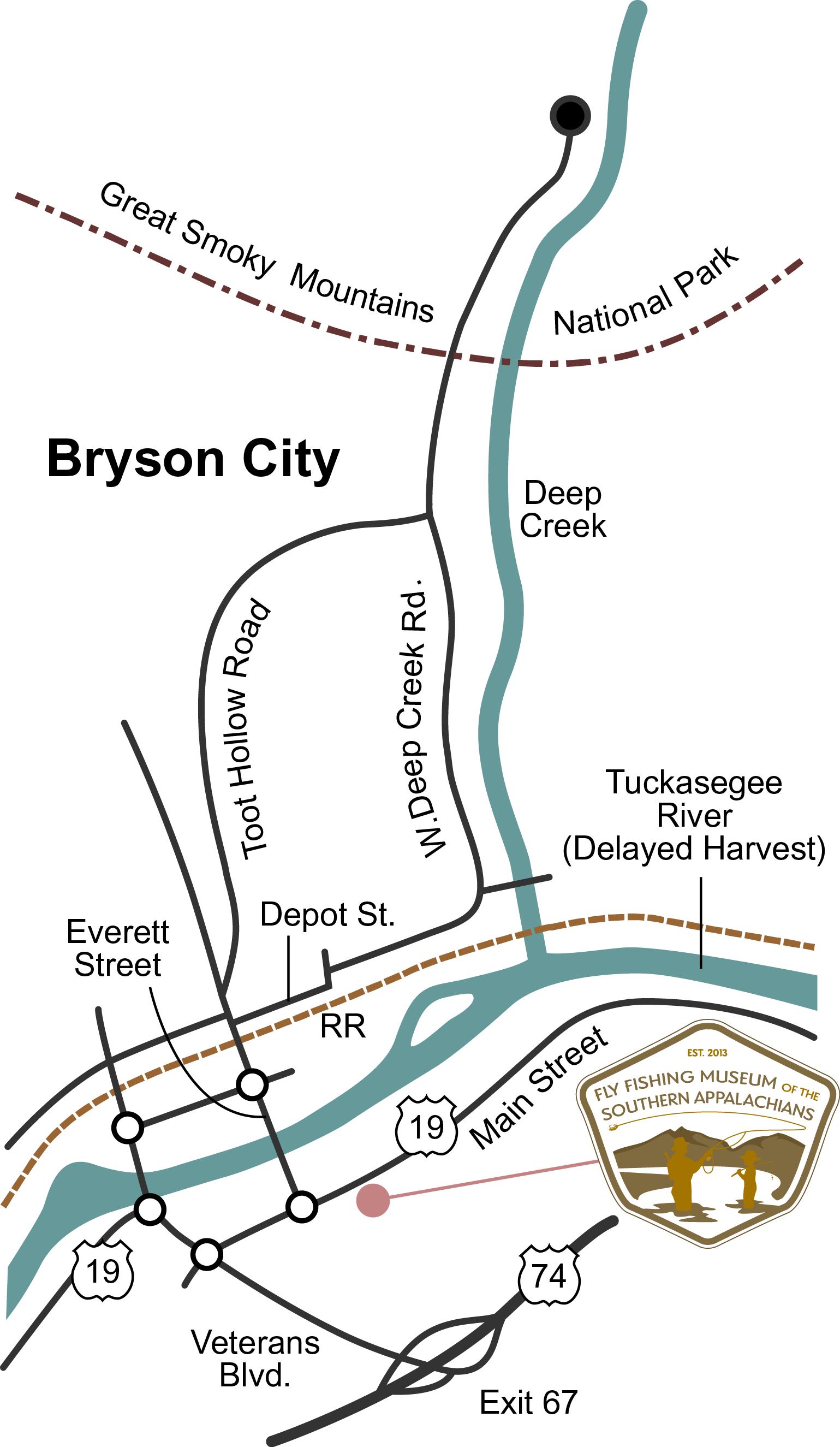 The Fly Fishing Museum Of The Southern Appalachians - Map (1539x2650), Png Download