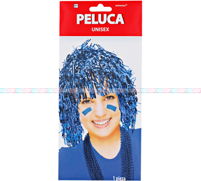 Granmark Peluca Metalica Azul 3/1 Granmark - Amscan 80s Disco Blue Foil Party Wig (800x800), Png Download