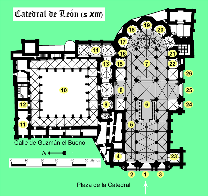 Leon Catedral Planta - Catedral Leon Plano (787x743), Png Download
