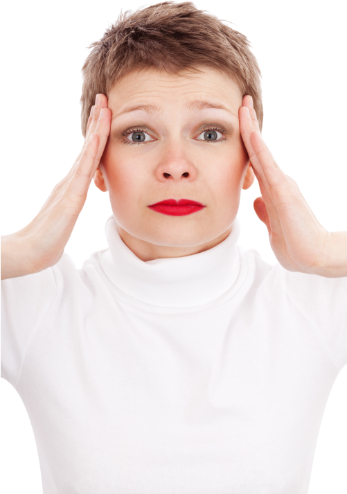 Close Up Portrait Of Woman Suffering From Headache - Headache Transparent Png (500x731), Png Download
