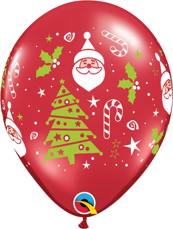 Iva Incluído - Qualatex 11" - Santa & Christmas Trees (800x800), Png Download