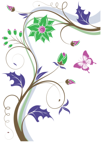 Borboleta E Botão - Arabescos Flores Png (500x499), Png Download