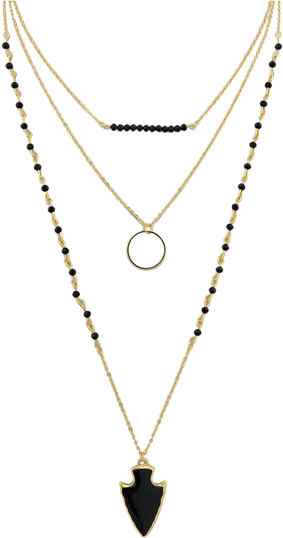 Círculo De La Flecha En Capas Collar Perlas Negro Mykqzuy - Cheap Women Necklace Arrow Circle Beads Layered Necklace (600x798), Png Download