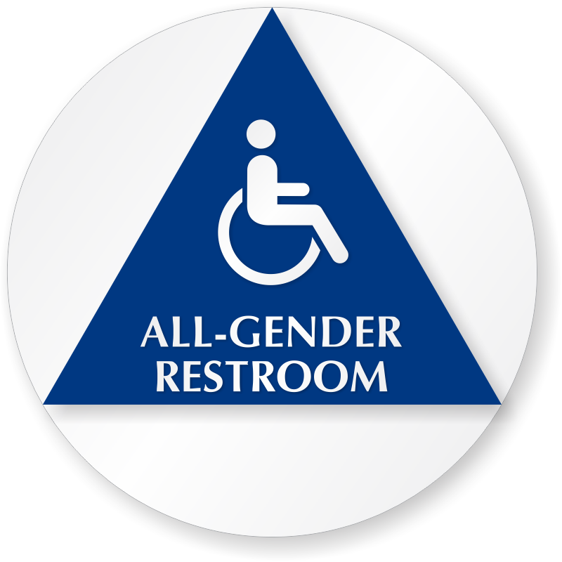 California All-gender Restroom Sign With Handicap Symbol, - Restroom Sign Family (800x800), Png Download