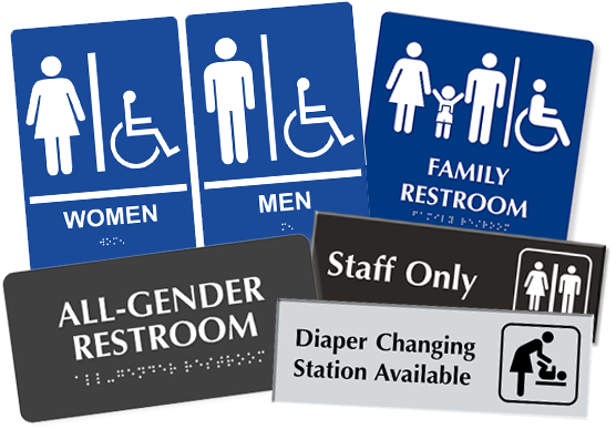 Restroom Signs Product Image - Compliancesigns Acrylic Ada Restroom Sign Set 9 X 6 (568x400), Png Download