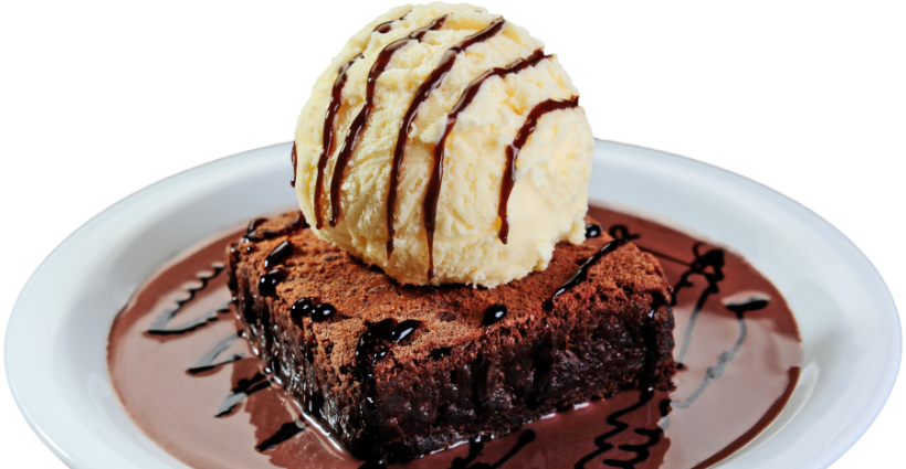Brownie Com Cobertura Quente De Danette ® - Receita De Brownie Com Cobertura (820x425), Png Download