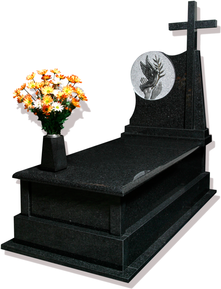 Panteón En Granito Negro Angola Con Cruz De 140 Cms - Sculpture (817x1030), Png Download