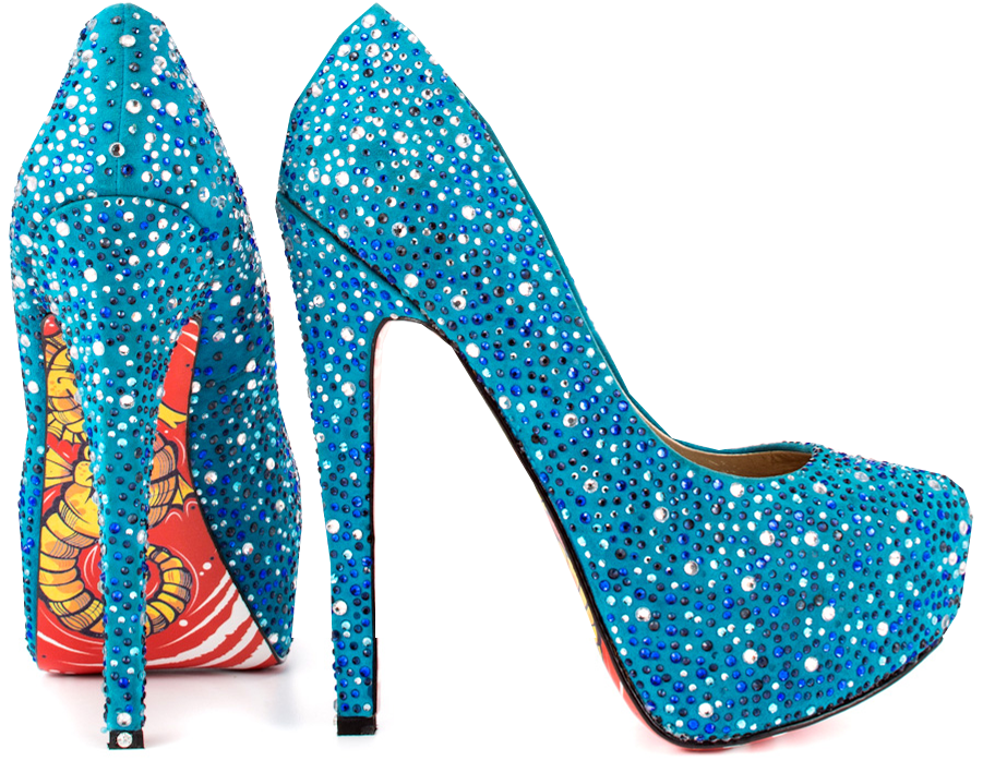 Zapatos Y Lentejuelas - Ocean Blue Heels (900x900), Png Download