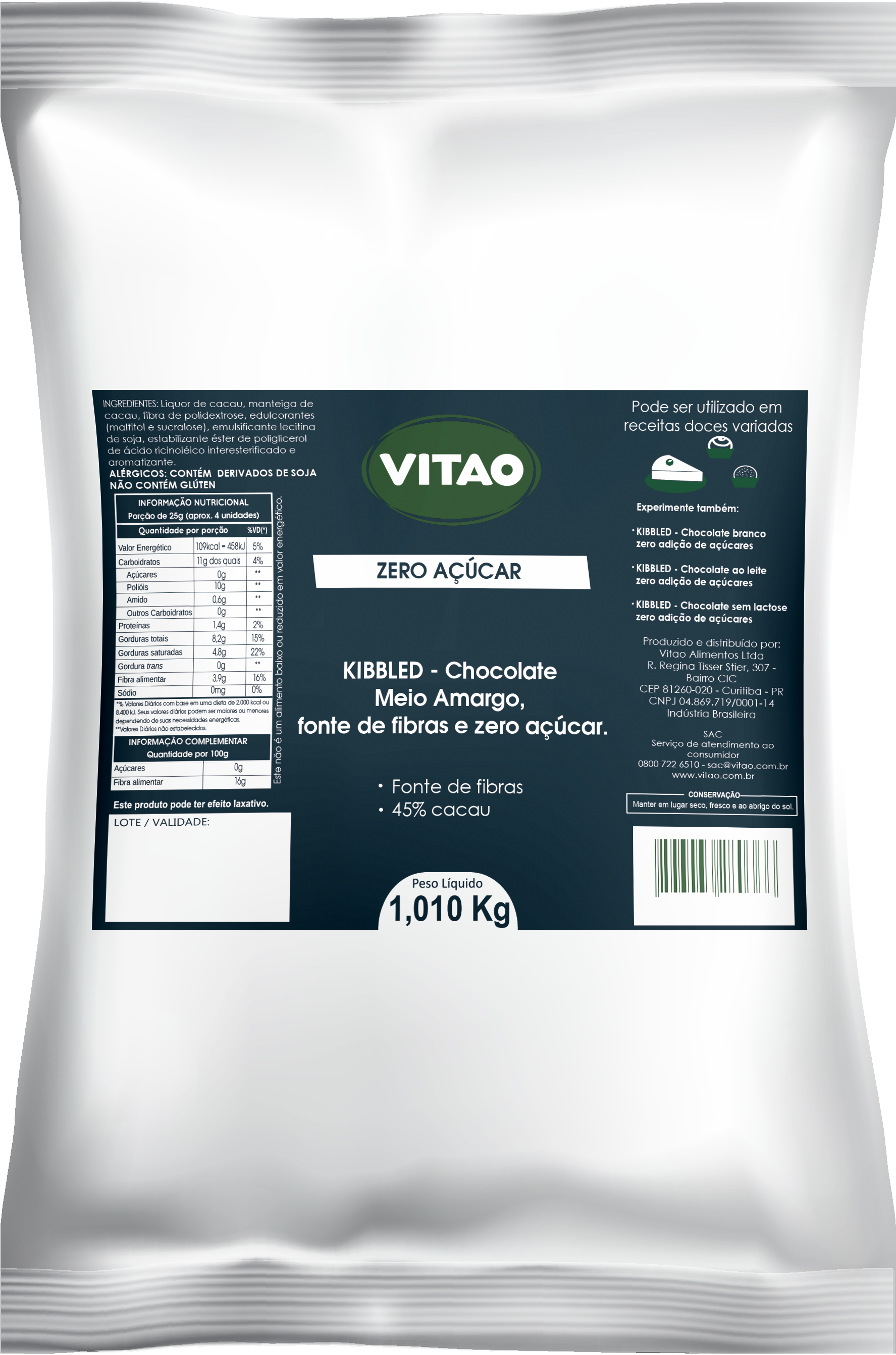Chocolate Em Pedaços Meio Amargo Zero Açúcares - Chocolate Meio Amargo Zero Açúcares 1,01kg (2672x3136), Png Download