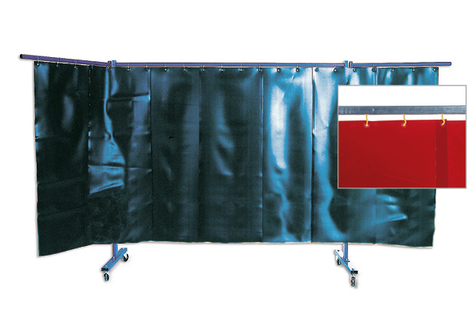Biombo De 3 Piezas Con Cortina Lama - Fahrbare Schutzwand M. Folienvorhang, 3-tlg., Rot (470x445), Png Download