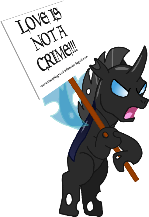 Hakar-kerarmor, Changeling, Protest, Safe, Sign, Simple - Cartoon (568x750), Png Download