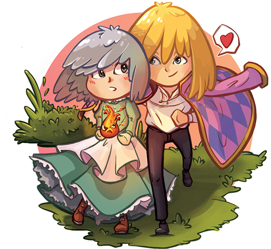 Howl's Moving Castle Howl, Calcifer And Sophie - Calcifer (600x554), Png Download