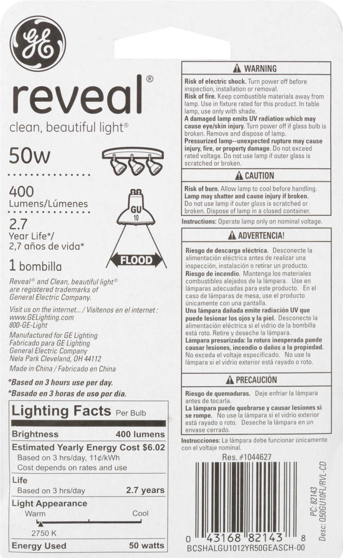 Ge Lighting 82143 50-watt Reveal With Halogen Floodlight - Ge Lighting 97664 25-watt 240-lumen Specialty T4 Halogen (1800x1800), Png Download