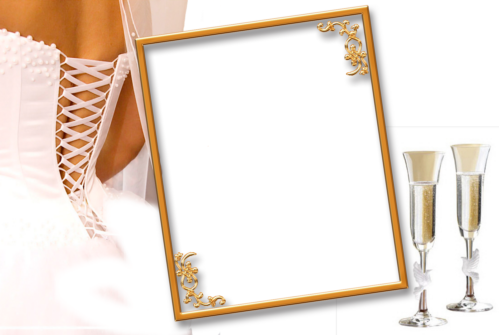 03 Molduras Flores De Casamento Em Png - Khung Anh Cuoi (1600x1074), Png Download