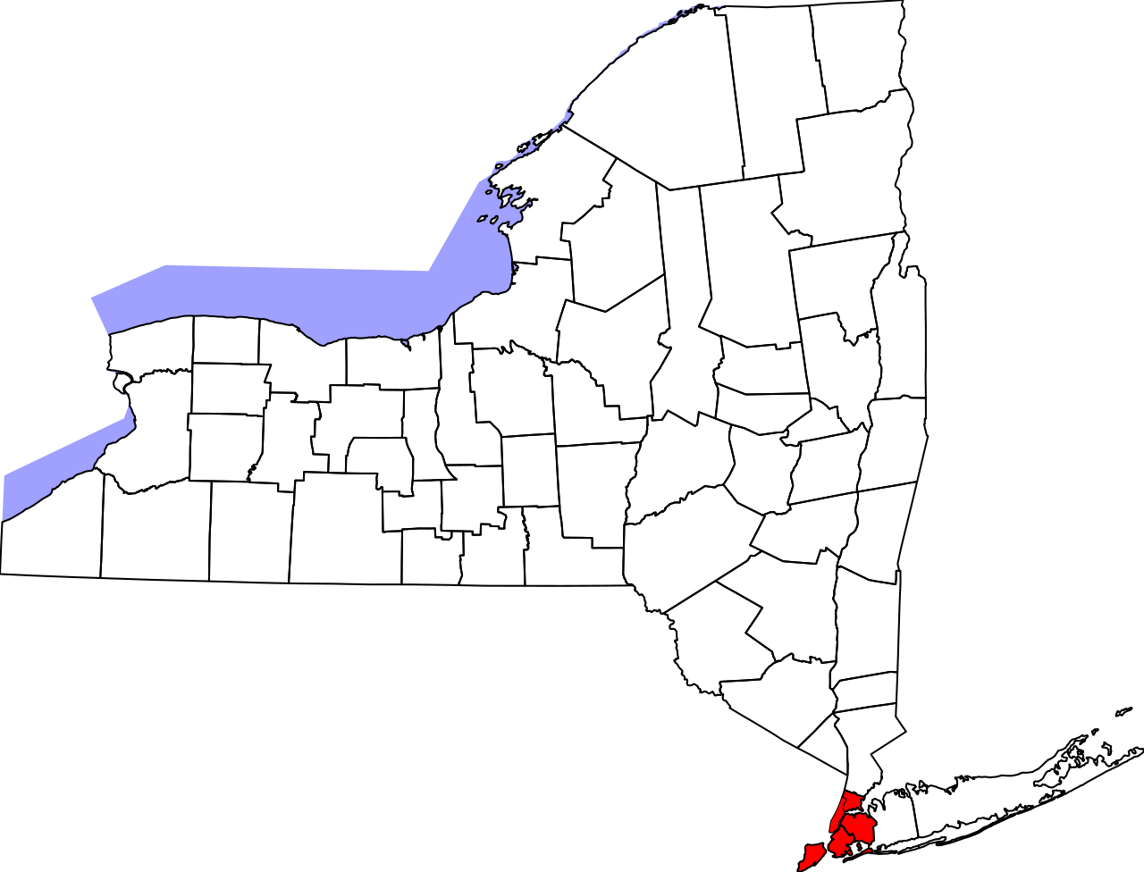 Localización Dentro Del Estado De Nueva York - New York City On Map Of New York (1280x976), Png Download
