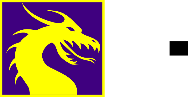 Purple And Gold Dragon Clip Art - Dragon Head In Circle (600x310), Png Download