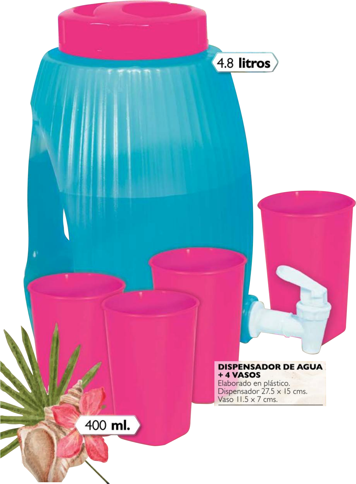Kit Dispensador De Agua 4 Vasos - Water Bottle (1279x1794), Png Download