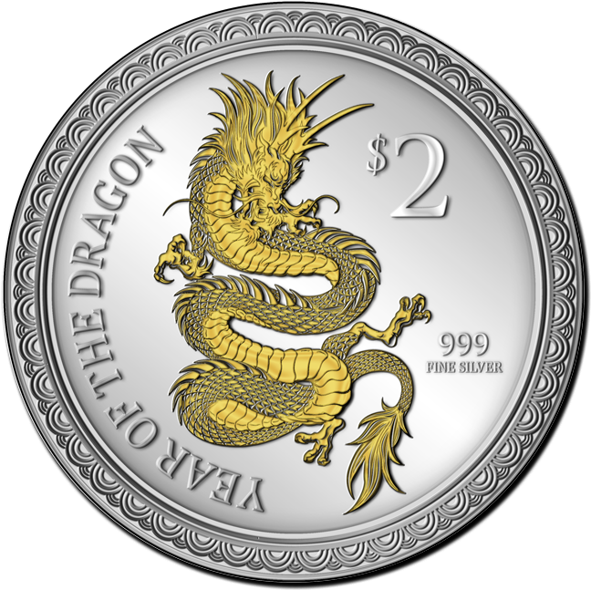 Exclusive Year Of The Dragon Gilded Silver Coin From - Silver (700x700), Png Download