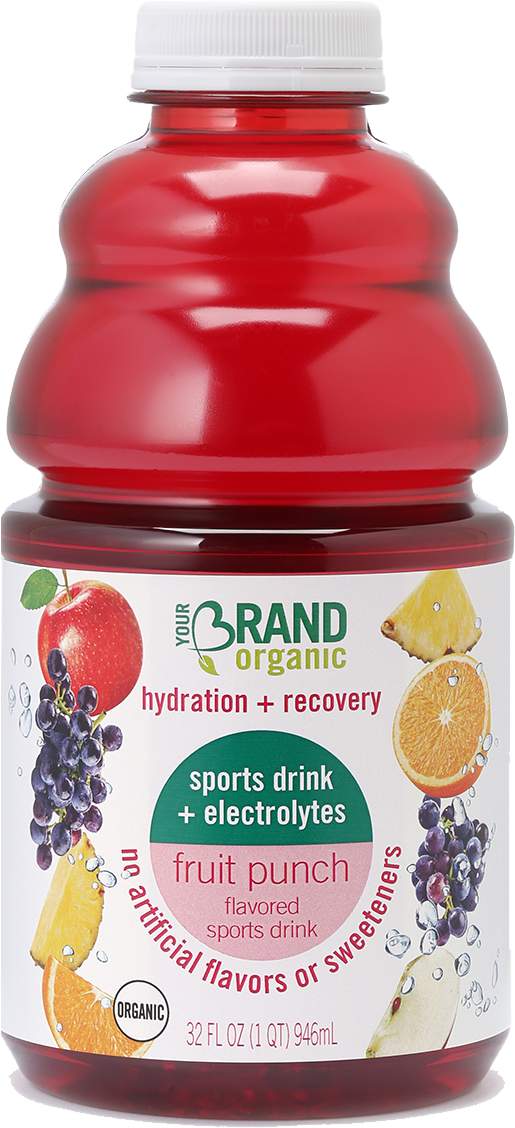 Your Brand 32 Oz Organic Fruit Punch Sports Drink - Punch (568x1196), Png Download