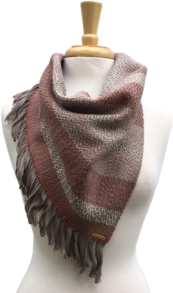 Pink, Cream And Taupe Woven Bandana Scarf - Wool (1000x1000), Png Download