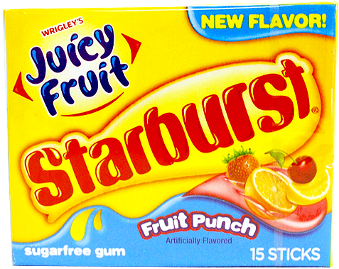Juicy Fruit 15 Sticks Starburst Fruit Punch - Sugar Free Gum Juicy Fruit (500x500), Png Download