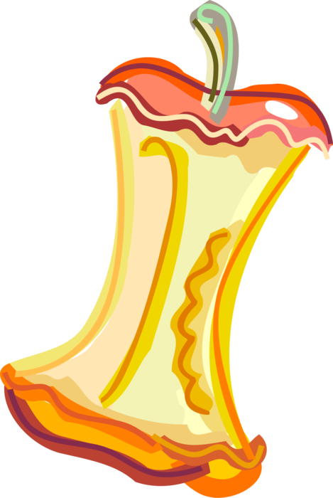 Vector Illustration Of Eaten Fruit Apple Core - Vector Graphics (469x700), Png Download
