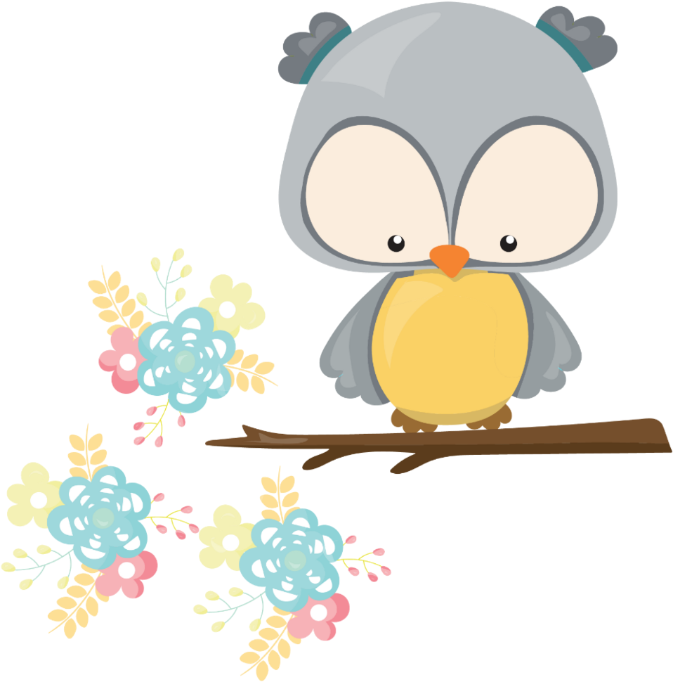 Buho Kawaii Cute Flores Buho-celeste - Owl (1024x1024), Png Download