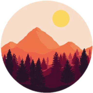 Tumblr Montañas Amarillo Naranja Pinos Xd - Mountain Stickers (383x381), Png Download