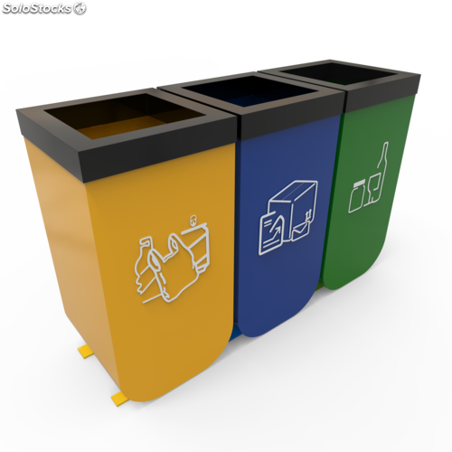 Nykoping Cubos De Reciclaje Con 3 Papeleras Separadoras - Urbaniere Nykoping B Waste Recycling In Metal Buckets (500x500), Png Download