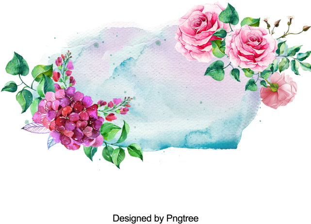 Pintado A Mano De Flores Y Marco De Salpicaduras De - Hübsche Rosa Und Lila Blumen Danken Ihnen Karte (640x640), Png Download