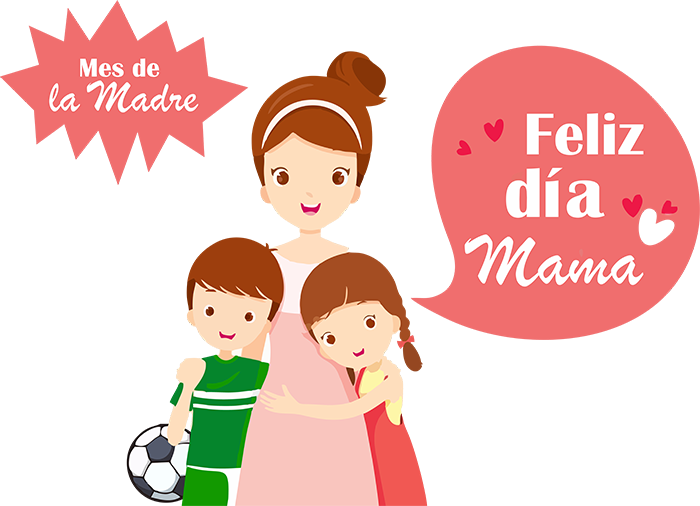 Diadeamadre - Mom Hugging Daughter And Son (700x506), Png Download