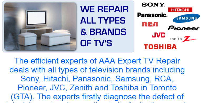 Television Repair Service, Tv Repair Toronto - Electronic Brands (764x391), Png Download