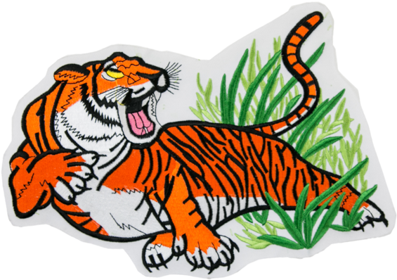 1212 Tiger On Grass Patch 10"w - Tiger (600x600), Png Download