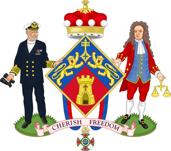 Historicalcoat Of Arms Of Margret Thatcher, Featuring - Supporter Heraldry Man (680x600), Png Download