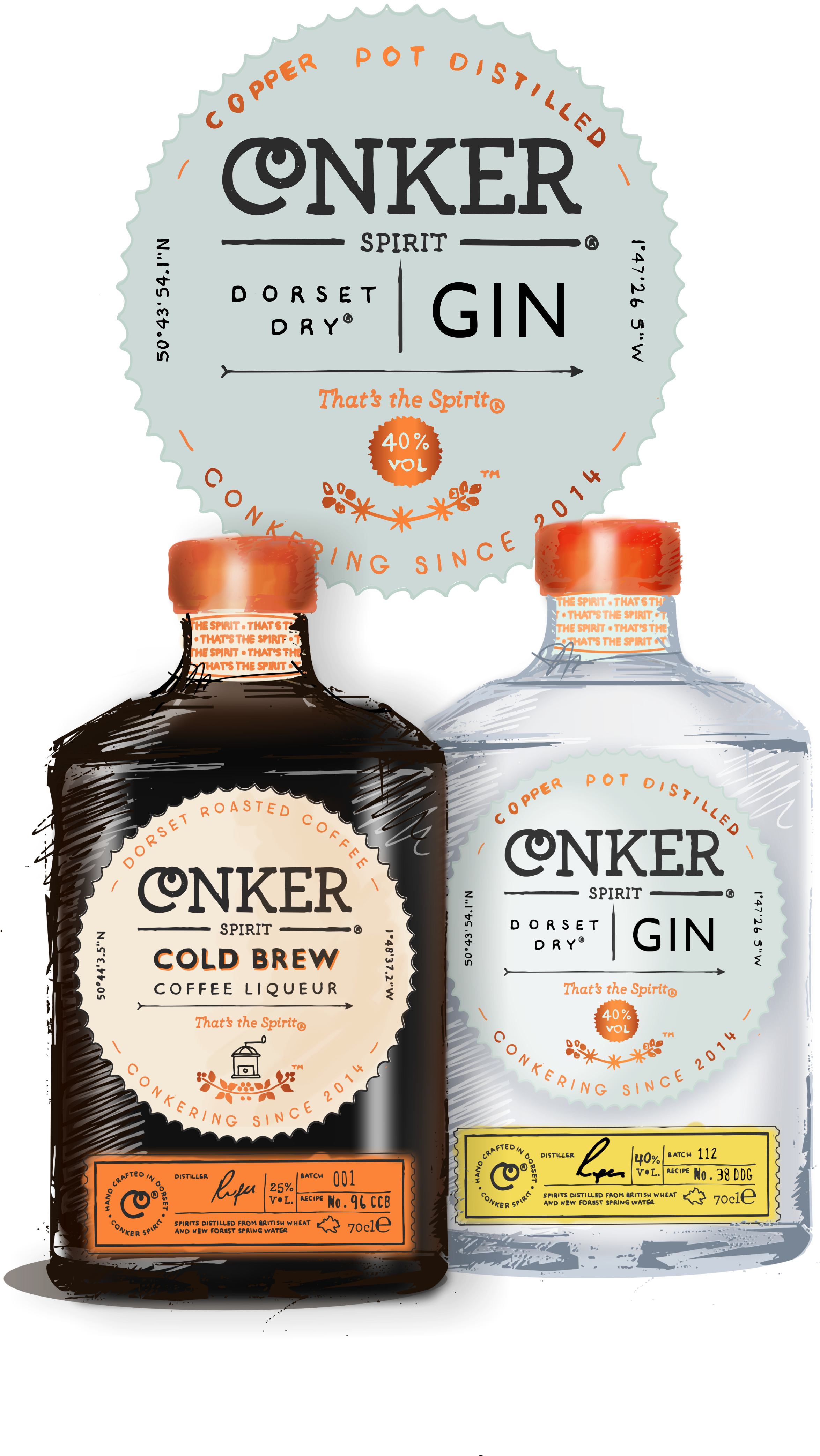 Hihihih - Conker Spirit Dorset Dry Gin (2396x4171), Png Download