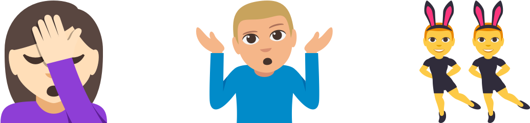 The Shrug, Face Palm, And Men With Bunny Ears - Cartoon (1400x400), Png Download