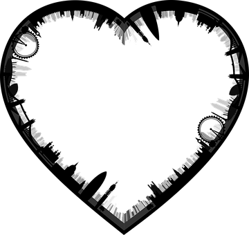 Britain, London, City, Heart, Love - London Skyline Silhouette (360x340), Png Download